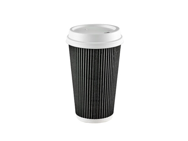 16oz Black Ripple Wall Hot Cups - Image 2