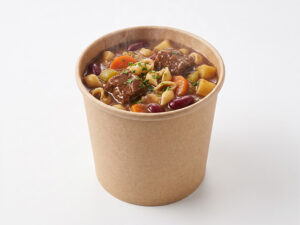 kraft paper round container for large serving of soup or pasta or stew