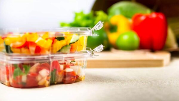 360ml Clear rPET Rect Hinged Salad Containers - Image 2