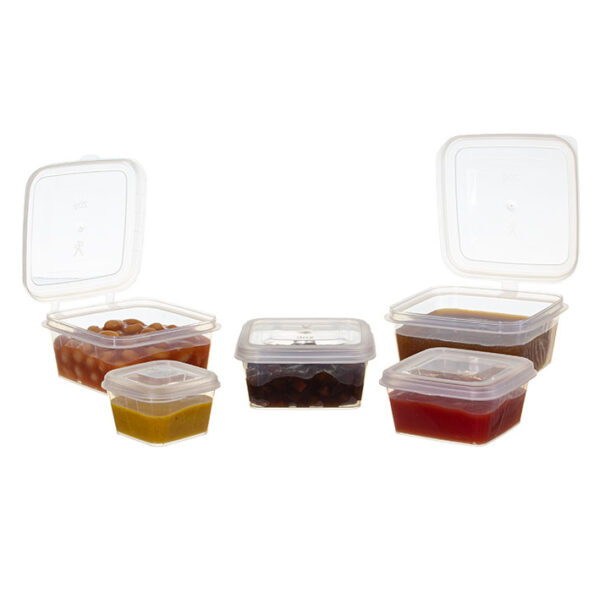 2.7oz Translucent PP Square Hinged Portion Pots - Image 2