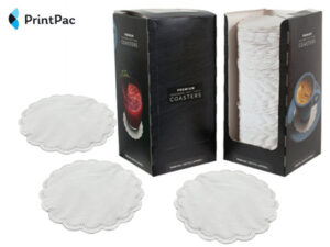 plain white tissue drinks coasters in dispenser boxes