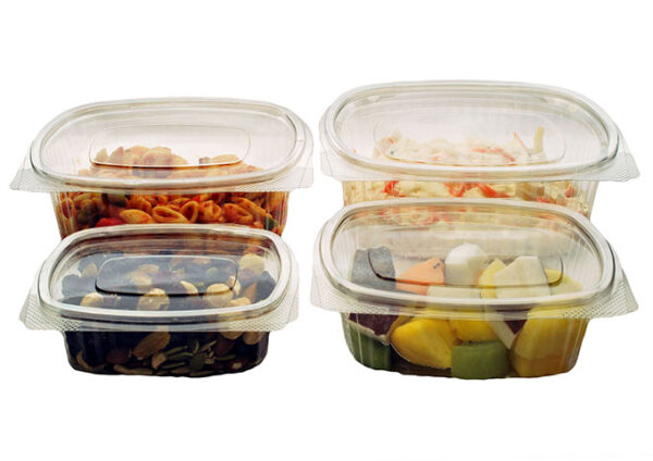 1000ml Clear RPET Oval Hinged Salad Containers - Image 2