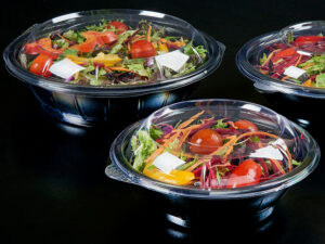 rPET Recycled Plastic Round Salad Bowls & Clear Lids - Sample Pack