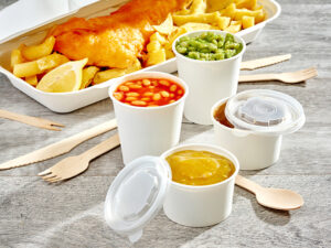 White PE Lined Paper Pots & PP Lids - Sample Pack