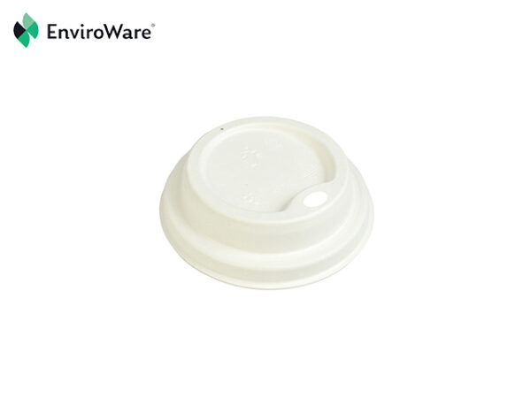 White Bagasse Domed Sip Lids for 8oz cups