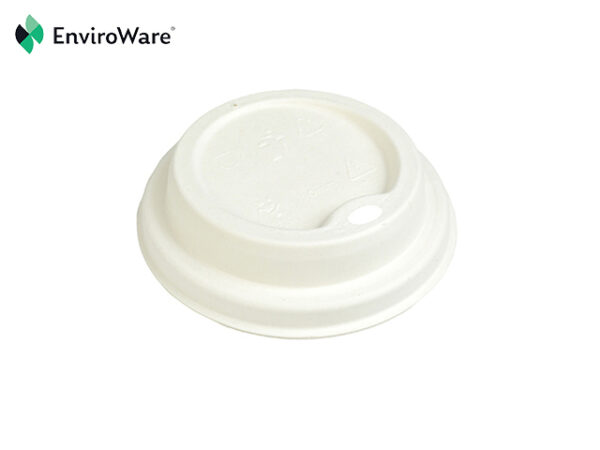 White Bagasse Domed Sip Lids for 12/16oz cups