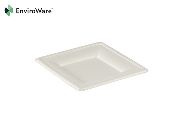 6" White Bagasse Square Plate
