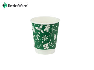 8oz Green Christmas Double Wall Cups
