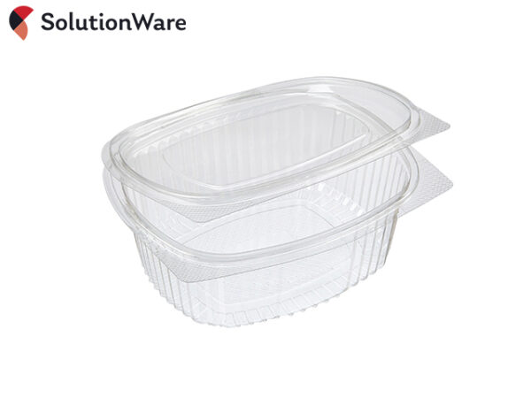 1000ml Clear RPET Oval Hinged Salad Containers