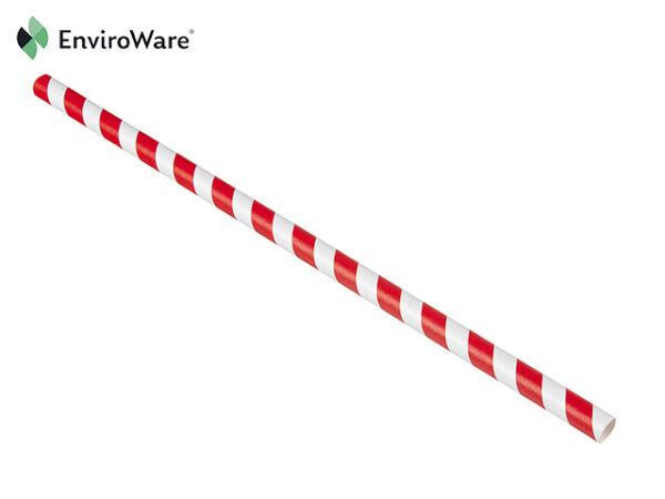 9” Red & White Striped Paper Straws