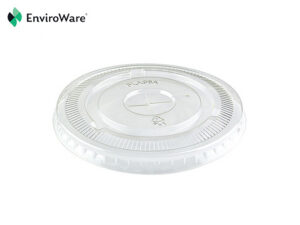 Flat straw slot lids for PLA cups