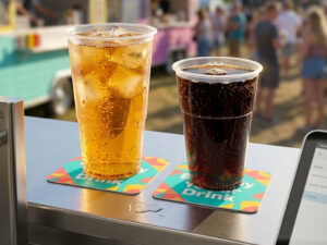 Half Pint and Pint to brim plastic disposable cups