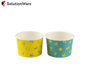 4oz Paper Ice Cream Pots - colourful Turquoise and yellow