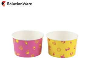 6oz paper ice cream pots in pink and yellow summer design