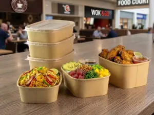 Kraft rectangular food containers with lids